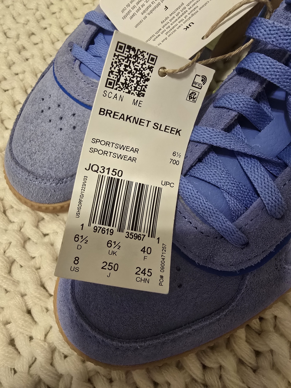adidas Breaknet Sleek Suede Sneakers in Periwinkle with Gum Sole - Picture 2 of 5